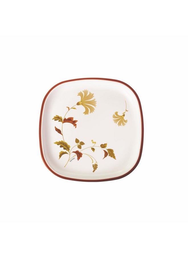 Nayasa Square Quater Plate DLX | Set of 6 | Microwave Safe | Snack Plate | Maroon