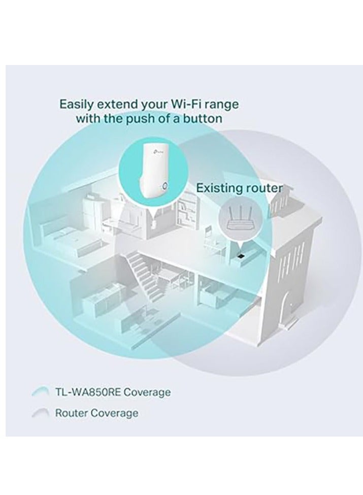 Universal Wireless 300MbpsTL-WA850RE Wi-Fi Range Expand Extender Booster Frequency Signal Indicator Designed To Conveniently Home & Business White