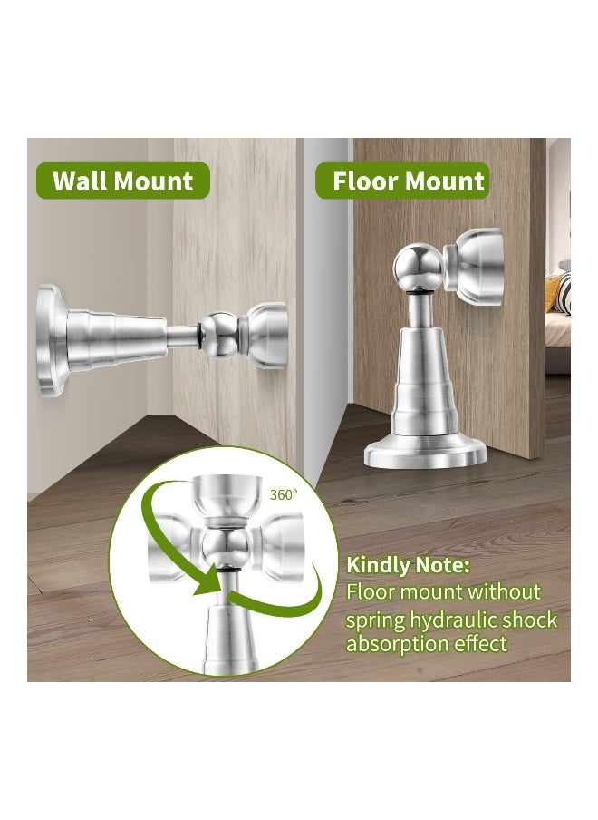 Magnetic Door Stop, Soft Catch Magnetic Door Holder with Updated Hydraulic Shock Absorber, Stainless Steel, Heavy Duty Magnetic Door Stopper Floor Wall Mounted Outdoor Doorstop, Keep Door Open