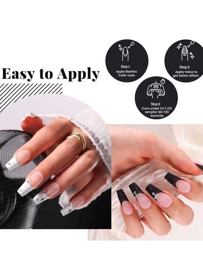 Beetles Gel Nail Polish Set- 4Pcs 7.5ml Black White Gel Nail Polish with No Wipe Top Coat and Base Coat Set Soak Off UV LED Nail Gel Manicure Gel Nail Polish Gift for Women