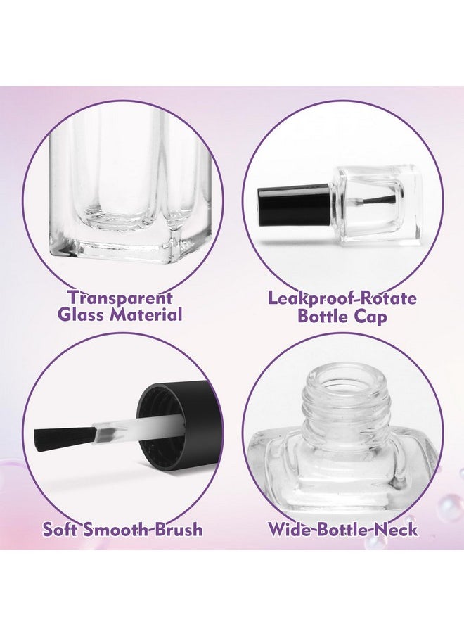 AHIER Empty Nail Polish Clear Bottles with Brush Cap Funnel and Mixing Ball (15ml 5p)