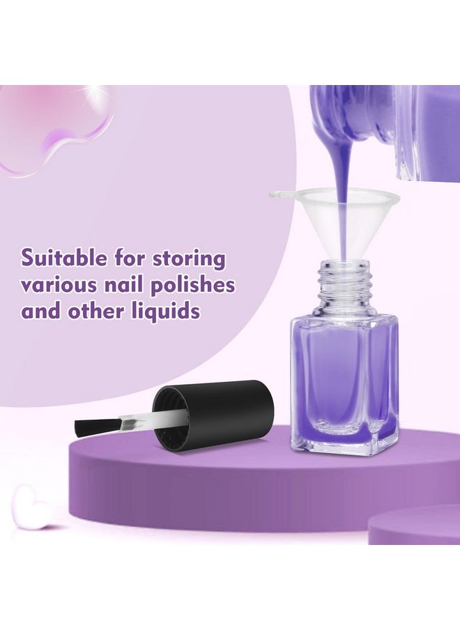 AHIER Empty Nail Polish Clear Bottles with Brush Cap Funnel and Mixing Ball (15ml 5p)