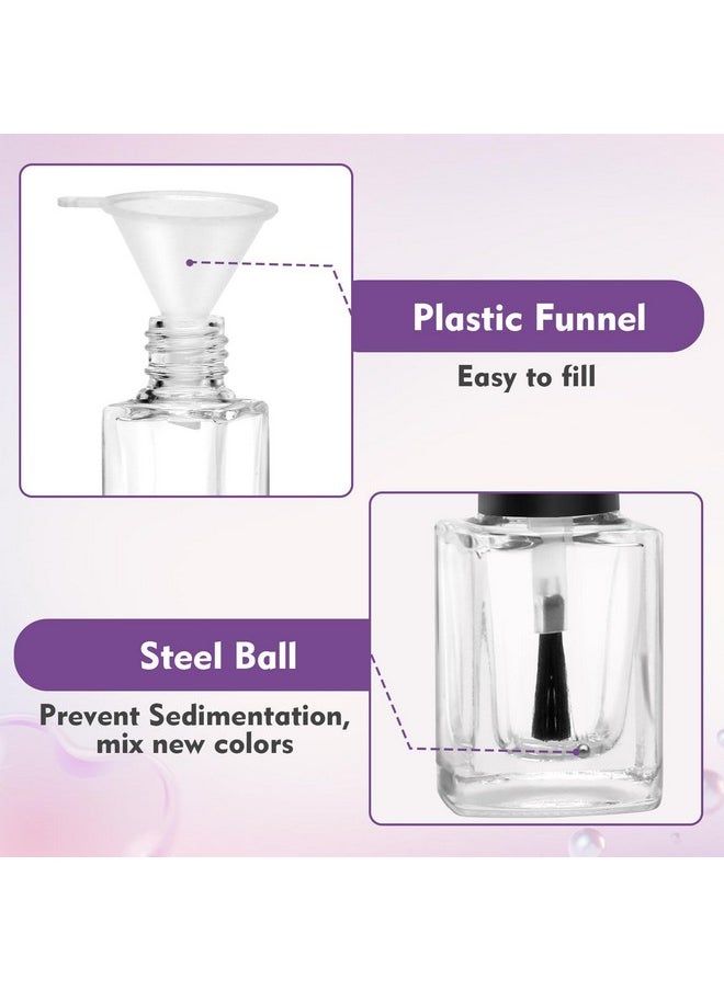 AHIER Empty Nail Polish Clear Bottles with Brush Cap Funnel and Mixing Ball (15ml 5p)