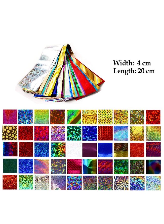 Beaute Galleria 50 Pieces Nail Foil Transfer Stickers, Laser Galaxy Starry Sky Nail Art Decorations