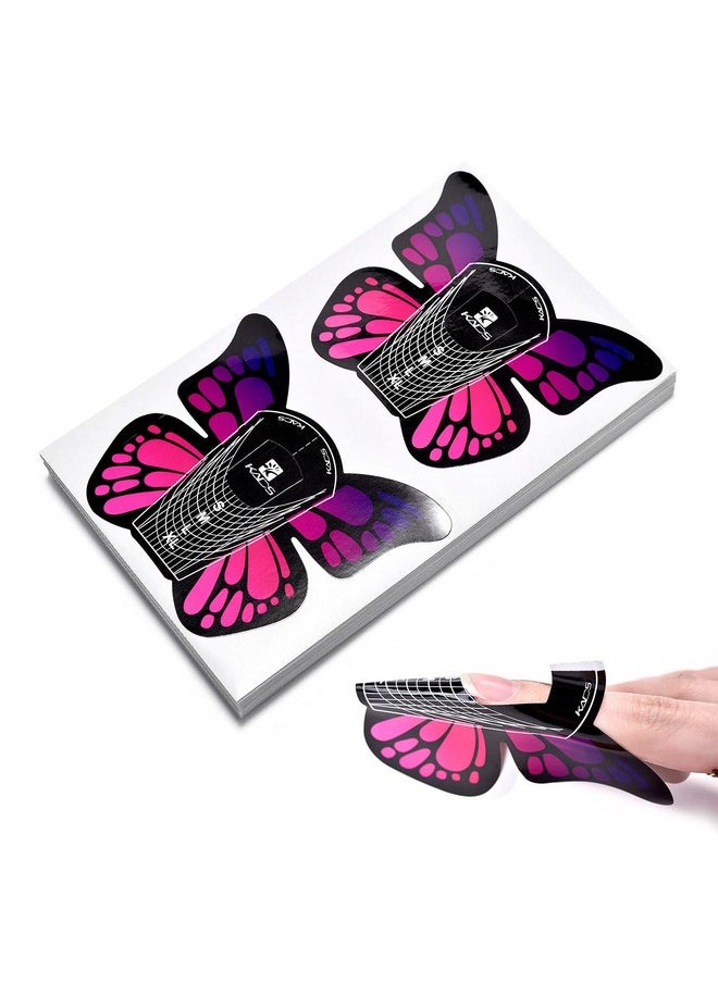 Rolabling Nail Forms Tips Extension Guide Sticker Nail Art Butterfly Sticker Gel/Acrylic Nail Polish 100 pcs (Size-1)