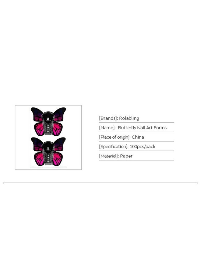 Rolabling Nail Forms Tips Extension Guide Sticker Nail Art Butterfly Sticker Gel/Acrylic Nail Polish 100 pcs (Size-1)