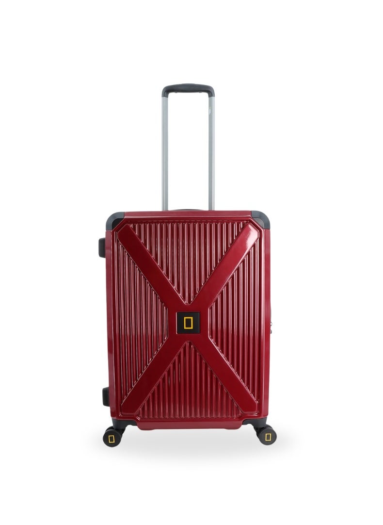 National Geographic Metallic PC Hardside Luggage Metallic Red Medium Trolley Bag, Lightweight Durable Anti-Theft Zipper TSA Lock, 4 Double Spinner Wheels, Expandable Suitcase with Aluminum Telescopic Handle