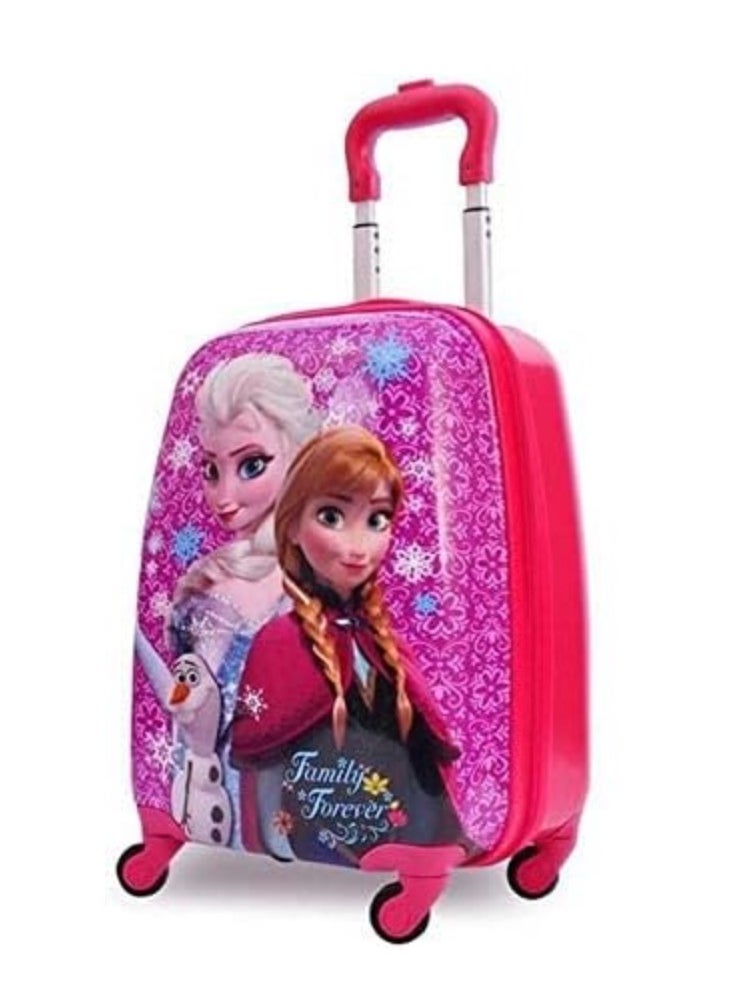 Frozen Princess Elsa and Anna Kid's Travel Luggage 4 wheeled suitcase Childred Trolley Case Cartoon Rolling Bag for School Kids Trolley Bag on wheels 16 inches