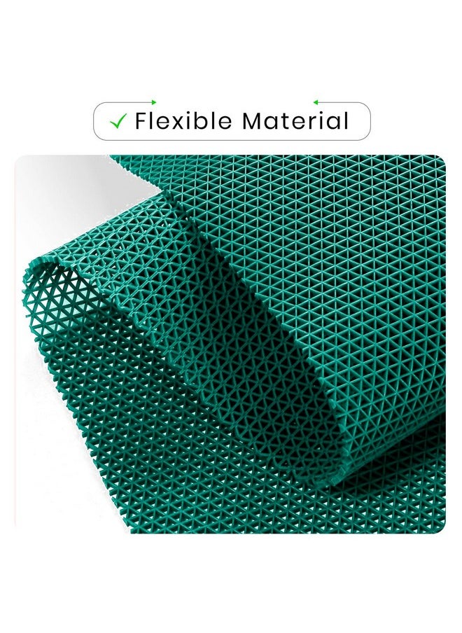 Yellow Weaves Anti Skid Multipurpose PVC Rubber Mat for Floor, Bathroom, Swimming Pool, Kitchen, Indoors, Outdoors | Color - Green | Waterproof Entrance Doormat, Rain Jali Mat (2x3 Feet)