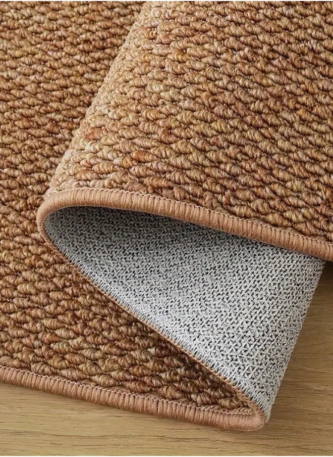 Jute Area Rug Minimalist Thickened Washable Large Carpet Soft Anti-slip Big Rugs for Living Room Bedroom 50*80cm Brown