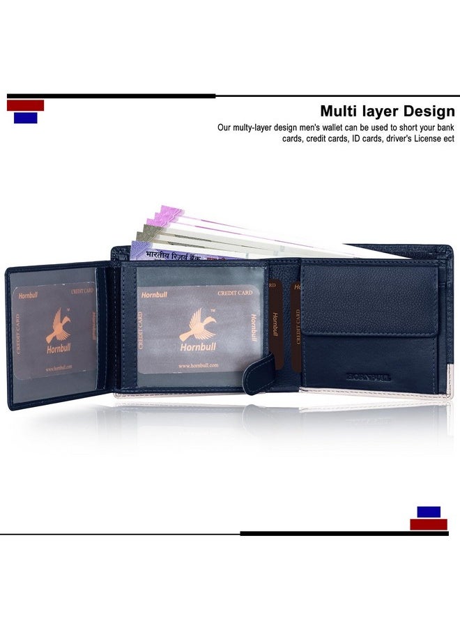 HORNBULL Jackson Navy Leather Wallet for Men | Branded Quality Mens Wallet with RFID Blocking | Wallets Men Genuine Leather | Purse Men Leather