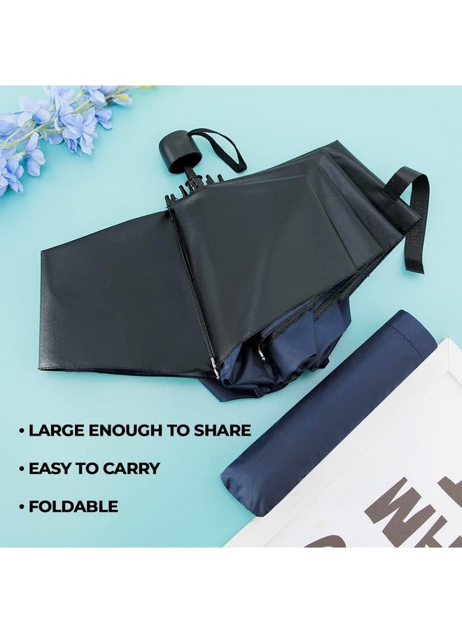 Kuber Industries 3 Fold Manual Umbrella | Windproof, Sunproof & Rainproof | with Polyester Canopy, Sturdy Steel Shaft & Wrist Straps | Easy to Hold & Carry | Umbrella for Women, Men & Kids |Blue