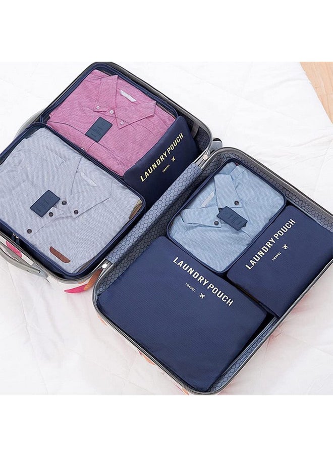 Styleys Polyester Set Of 6 Packing Cubes Travel Organizer Bag (Navy Blue_S1037), 30 CM