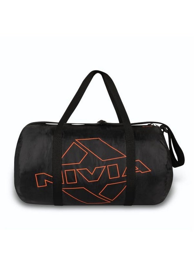 Nivia Enfold 2.0 Duffle Polyester Gym Bags/Adjustable Shoulder Bag for Men/Unisex Sports Carry Bag / 18L Quick Access Pocket/Black - Orange (Black-Orange)