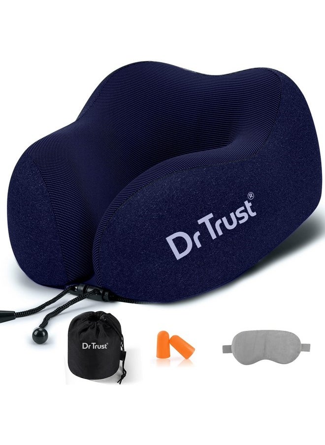 Dr Trust Usa Travel Neck Rest Pillow For Airplanes, Memory Foam Air Travelling Head Rest Support For Adults Flights Accessories Orthopedic Aircraft Pillow Recommended For Neck Pain -358, Black