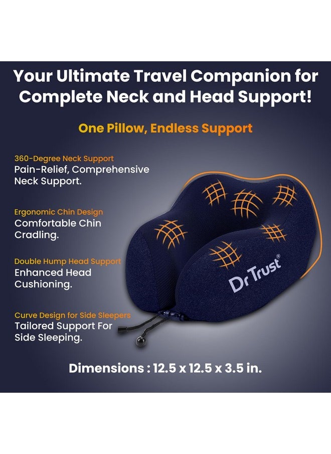 Dr Trust Usa Travel Neck Rest Pillow For Airplanes, Memory Foam Air Travelling Head Rest Support For Adults Flights Accessories Orthopedic Aircraft Pillow Recommended For Neck Pain -358, Black