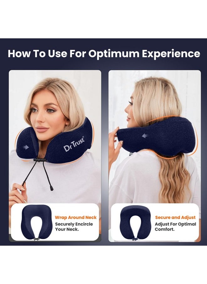 Dr Trust Usa Travel Neck Rest Pillow For Airplanes, Memory Foam Air Travelling Head Rest Support For Adults Flights Accessories Orthopedic Aircraft Pillow Recommended For Neck Pain -358, Black