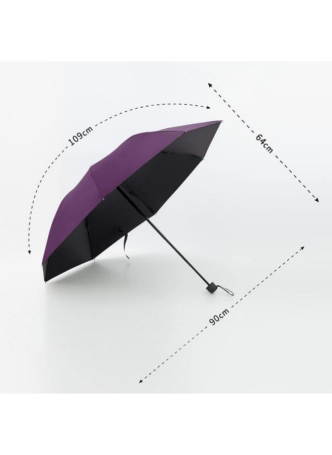 Kuber Industries 3 Fold Manual Umbrella | Windproof, Sunproof & Rainproof | with Polyester Canopy, Sturdy Steel Shaft & Wrist Straps | Easy to Hold & Carry | Umbrella for Women, Men & Kids |Purple