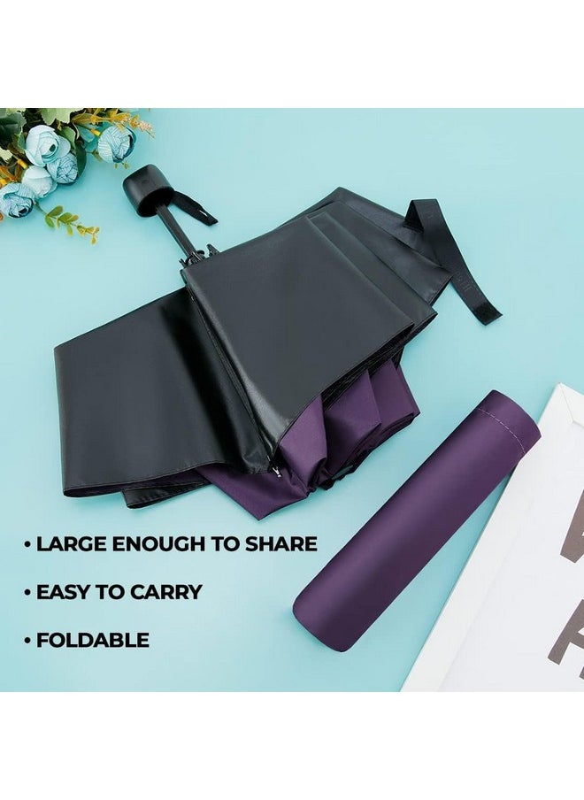 Kuber Industries 3 Fold Manual Umbrella | Windproof, Sunproof & Rainproof | with Polyester Canopy, Sturdy Steel Shaft & Wrist Straps | Easy to Hold & Carry | Umbrella for Women, Men & Kids |Purple