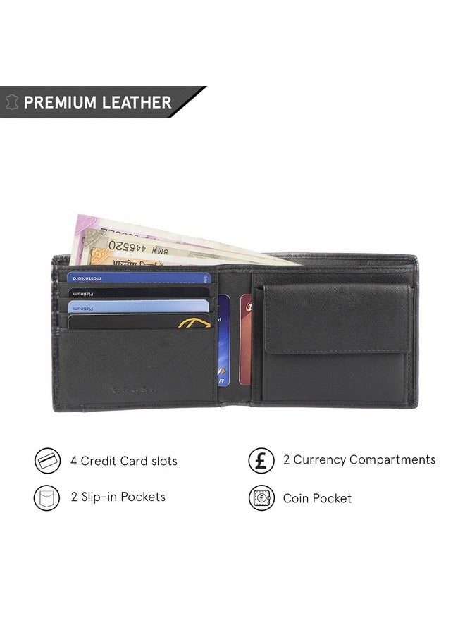 Cross Seneca Men's Leather Bi Fold Coin Wallet -Black