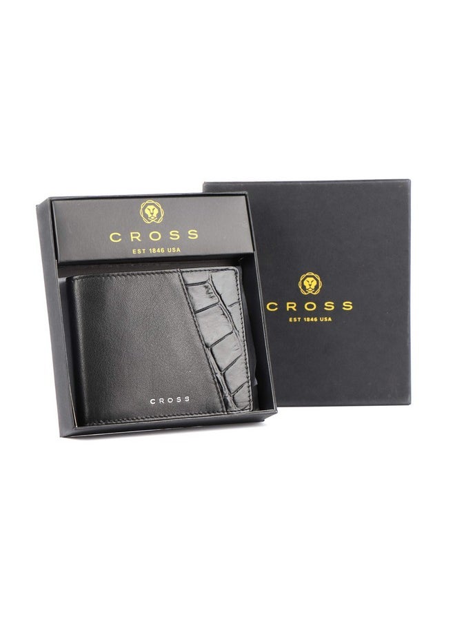 Cross Seneca Men's Leather Bi Fold Coin Wallet -Black