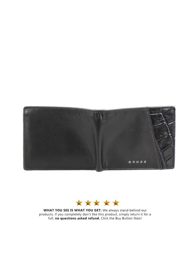 Cross Seneca Men's Leather Bi Fold Coin Wallet -Black