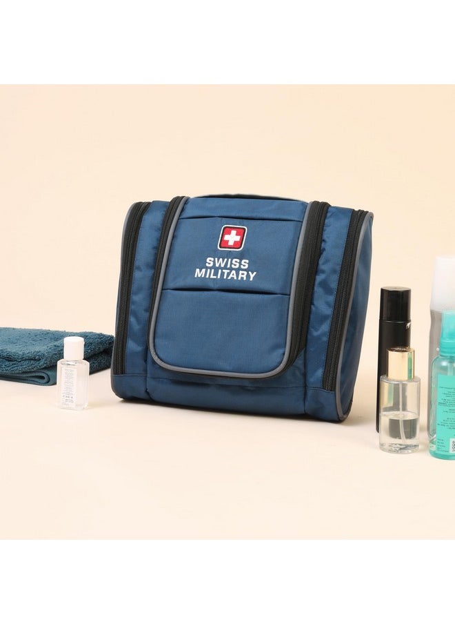 Swiss Military Toiletry Bag for Men, Women| Makeup Pouch for Travelling, Travel Organizer, Water Resistant, Premium Polyester, Multiple Compartments with Quick Access Pocket, Durable Zippers,Blue,1