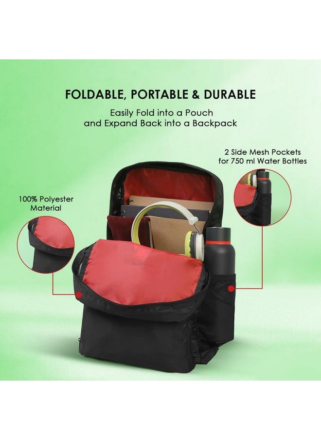 Swiss Military Foldable Backpack, Foldable Bag for Travel for Men, Women,Kids|Space Saving & Durable, Lightweight|Travel Backpack for Men, Bagpacker Bag for Men, 13.2L, Black, 1