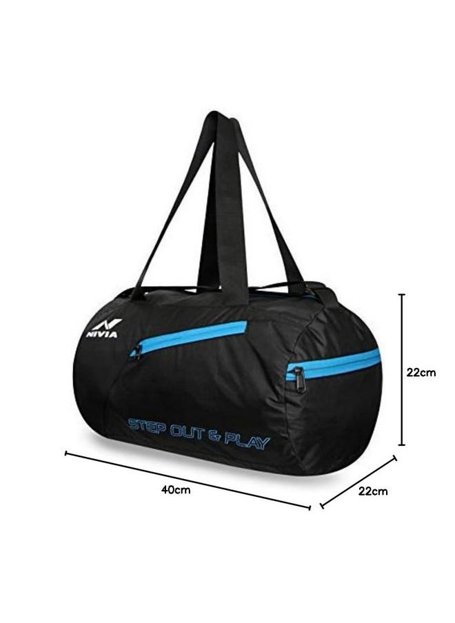 Nivia Deflate Round 01 Polyester Gym Bag/Unisex Gym Bags/Adjustable Shoulder Bag for Men/Duffle Gym Bags for Men/Carry Gym Accessories/Fitness Bag/Sports &Travel Bag/Gym kit Bag (Black)