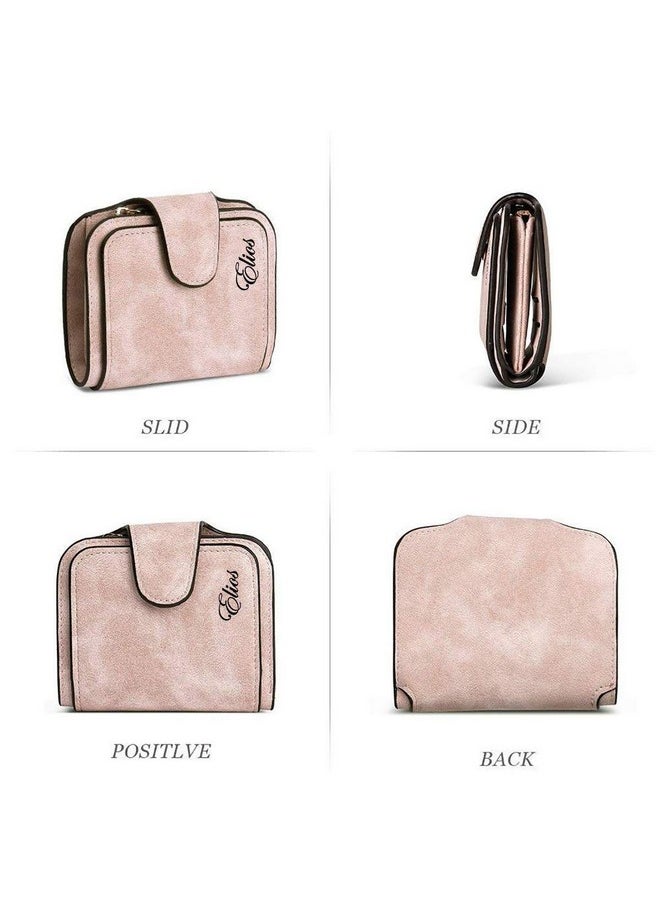 Elios Compact Soft PU Leather Ladies Small Pocket Wallet RFID Blocking | Credit Card Holder |Organizer |Purse |Wallet for Women and Girls with 6 Card Slots (Pink)