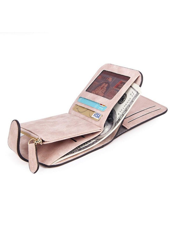 Elios Compact Soft PU Leather Ladies Small Pocket Wallet RFID Blocking | Credit Card Holder |Organizer |Purse |Wallet for Women and Girls with 6 Card Slots (Pink)