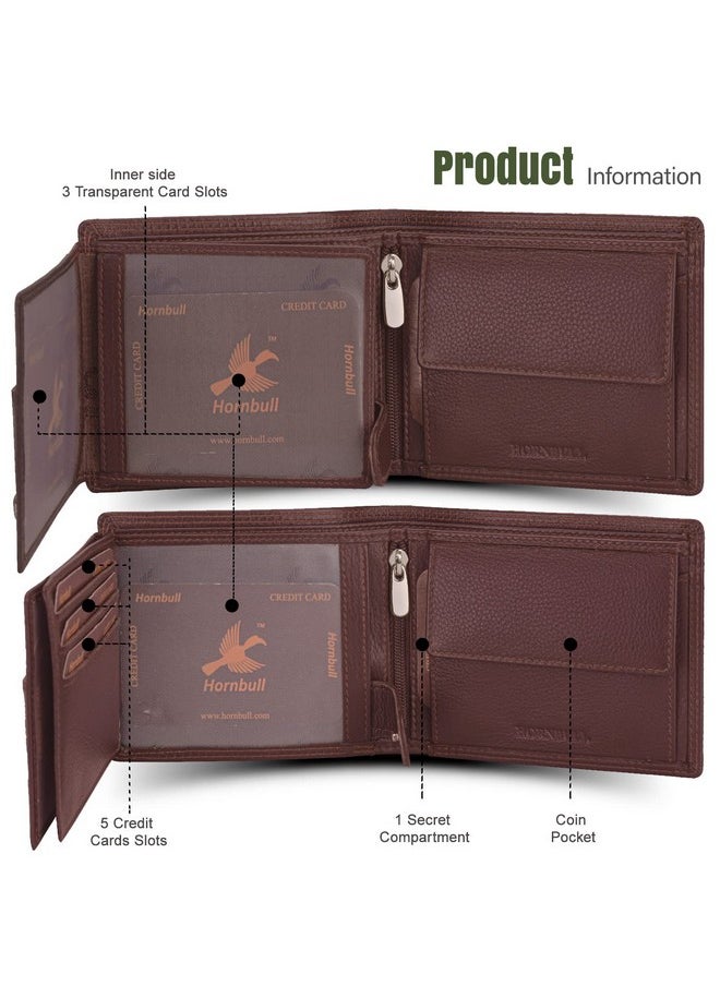 HORNBULL Mens Combo Brown Wallet and Brown Belt | Gift Combo Set for Mens | RFID Genuine Leather Wallet Combo BW6995