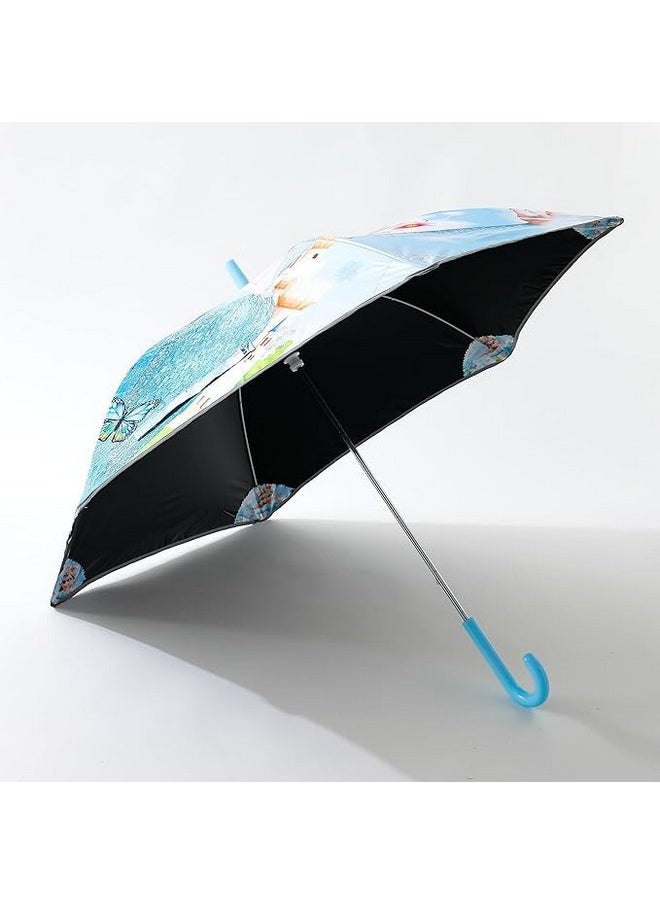 Kuber Industries Disney Frozen Print Umbrella For Kids|Automatic Umbrella For Rain (Sky Blue)