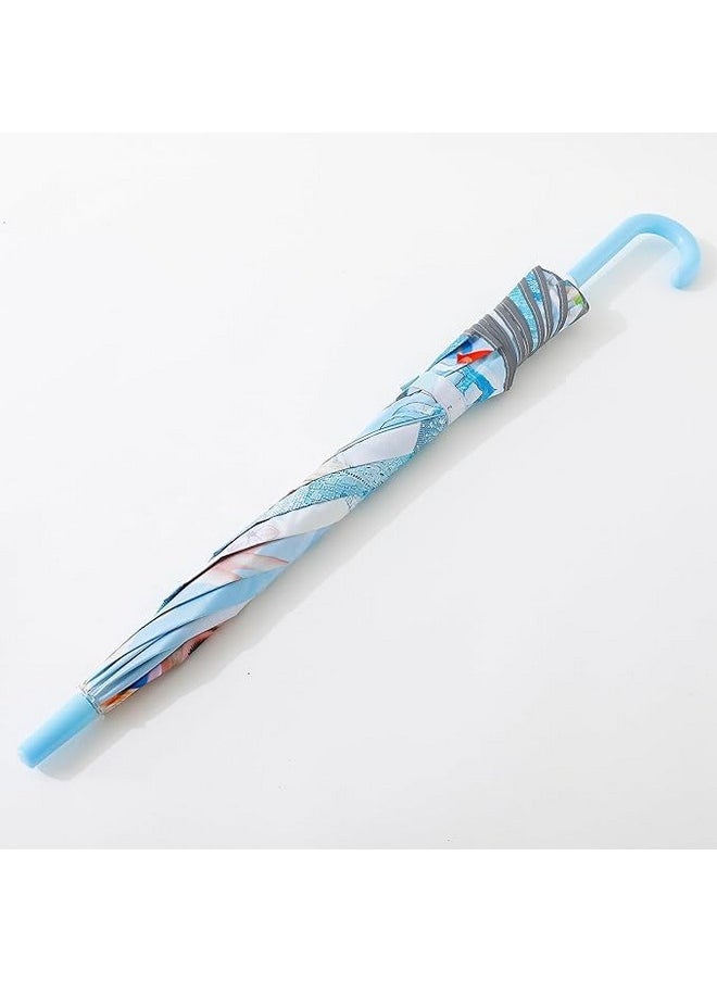 Kuber Industries Disney Frozen Print Umbrella For Kids|Automatic Umbrella For Rain (Sky Blue)