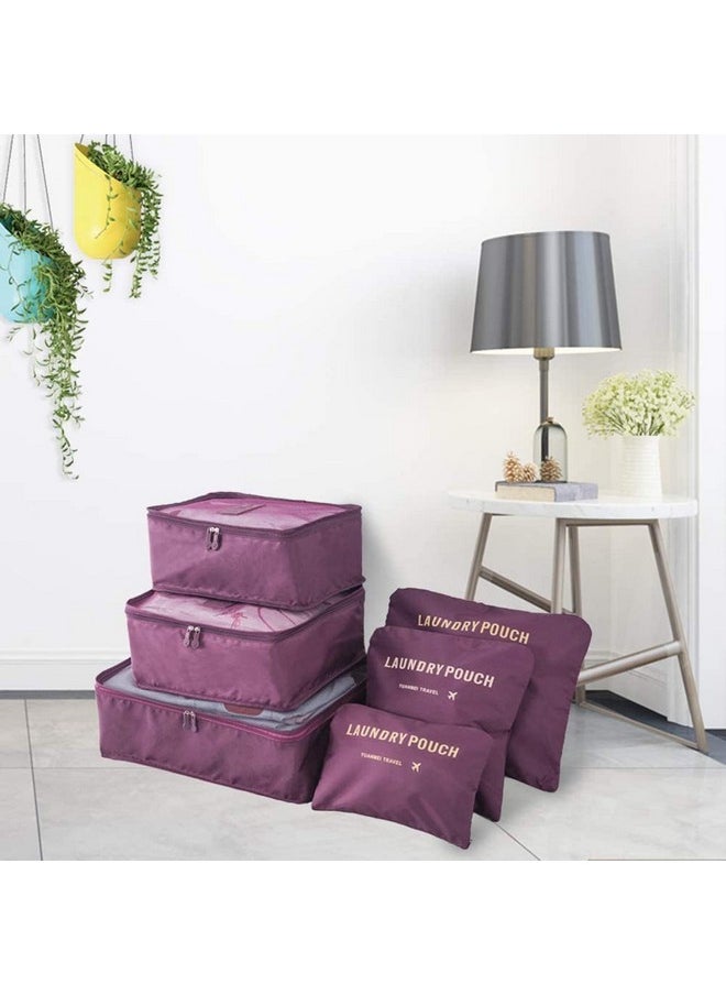 Styleys Set Of 6 Packing Cubes Travel Organizer (Maroon) (S1037) Polyester - Red