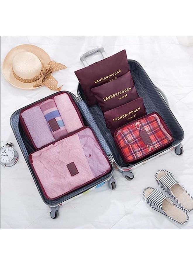 Styleys Set Of 6 Packing Cubes Travel Organizer (Maroon) (S1037) Polyester - Red