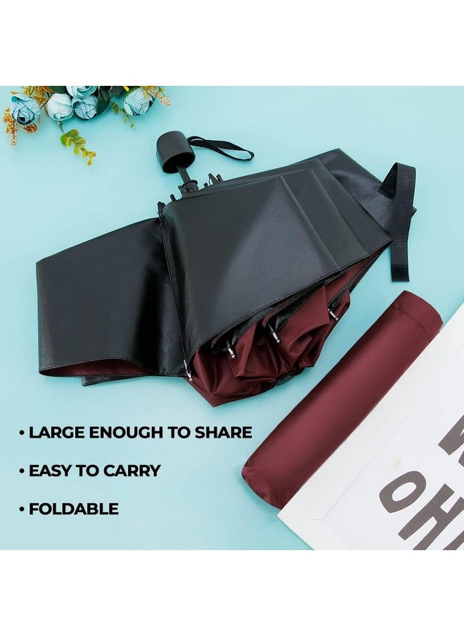 Kuber Industries 3 Fold Manual Umbrella | Windproof, Sunproof & Rainproof | With Polyester Canopy, Sturdy Steel Shaft & Wrist Straps | Easy to Hold & Carry | Umbrella for Women, Men & Kids |Red