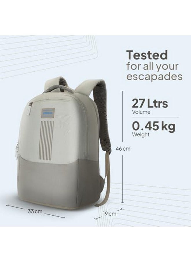 American Tourister New Bounce Style 01, 27L Volume College Backpack with Front Organizer and Spacious Interiors for Men & Women - Beige