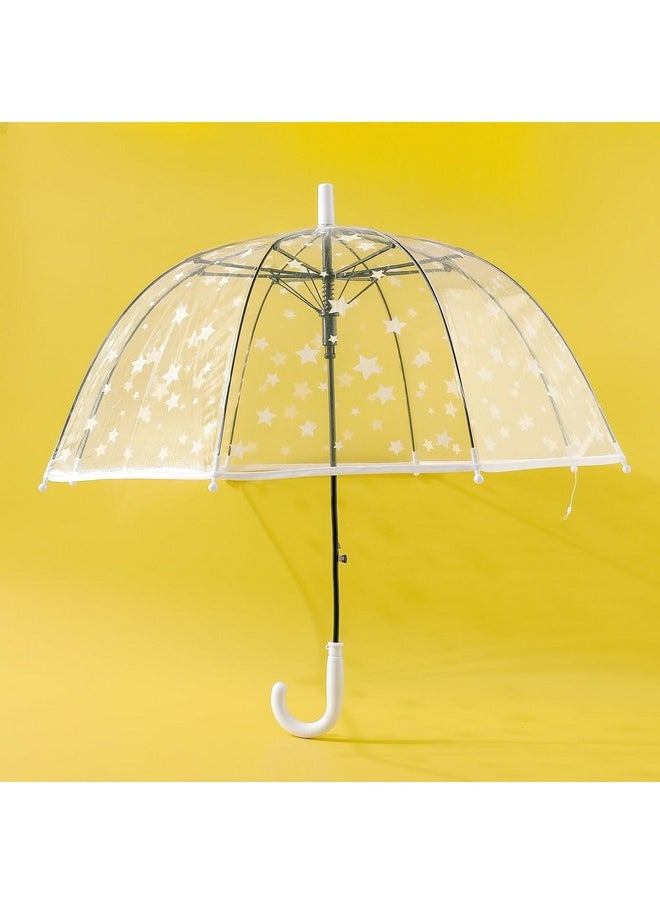 Kuber Industries Transparent Umbrella For Men & Women|Automatic Umbrella For Rain (White)