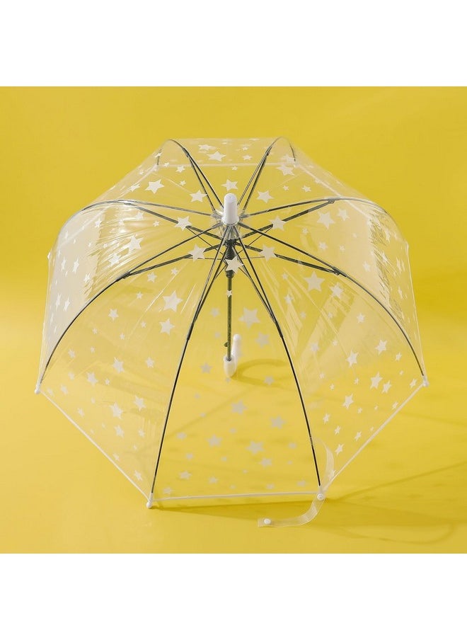 Kuber Industries Transparent Umbrella For Men & Women|Automatic Umbrella For Rain (White)