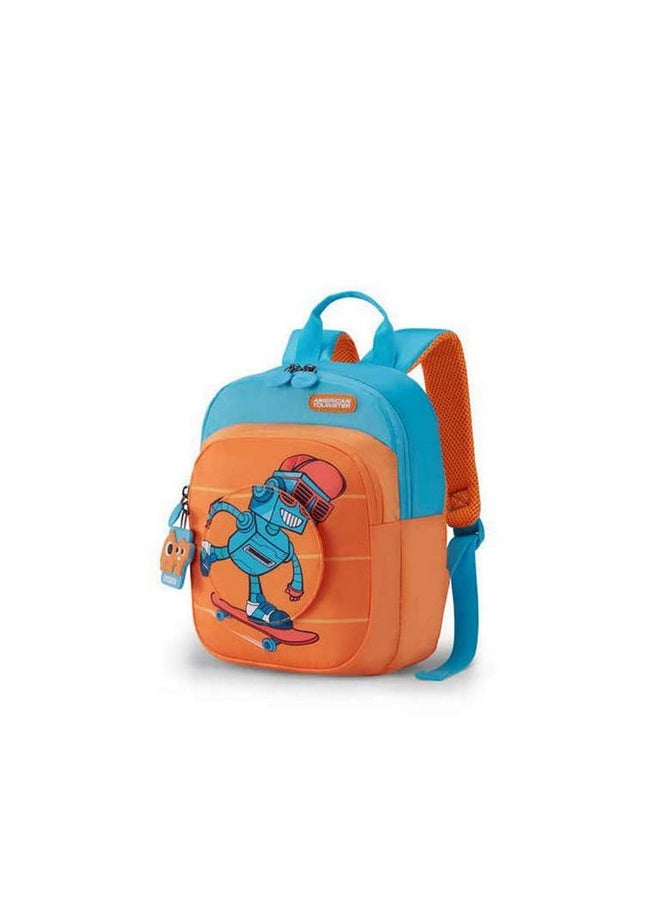 American Tourister Yoodle 3.0, 8.5L Volume Kids Backpack with Spacious Interiors for Girls and Boys - Orange/Blue