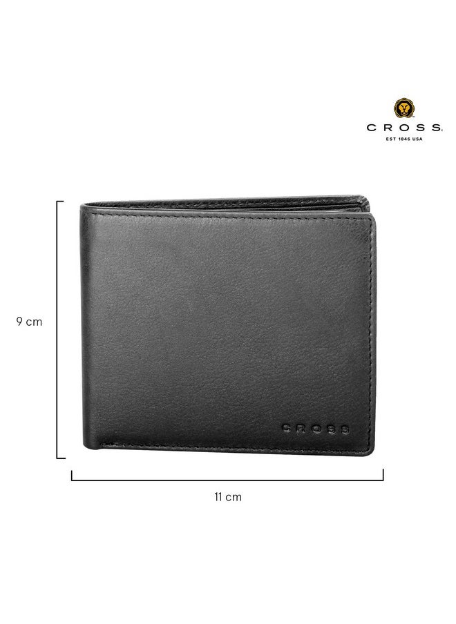 Cross Leather Men's Wallet, Gents Leather Purse with Card Solts | Black