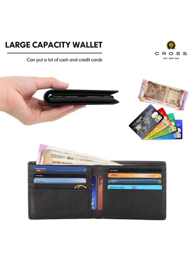 Cross Leather Men's Wallet, Gents Leather Purse with Card Solts | Black