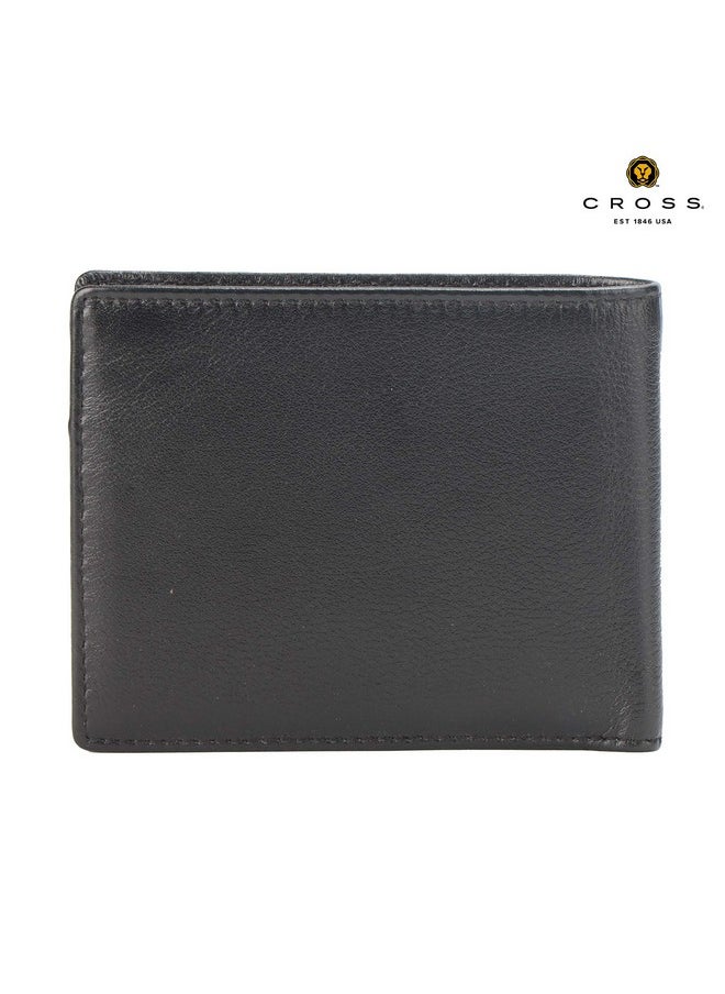 Cross Leather Men's Wallet, Gents Leather Purse with Card Solts | Black