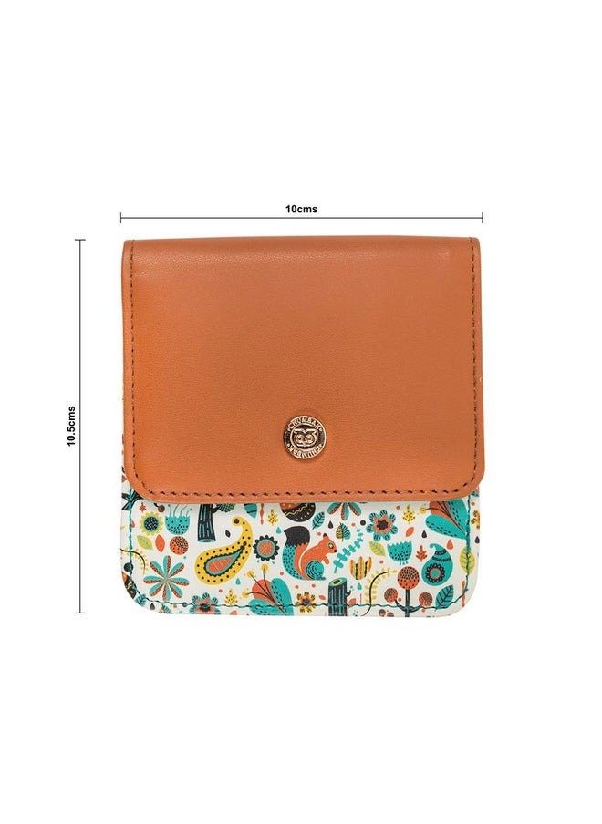 Chumbak Women's Mini Wallet |Magical Jungle Collection | Vegan Leather Square Wallet for Women | Ladies Purse with Button Lock |Pocket Friendly with Card & Currency Slots - White