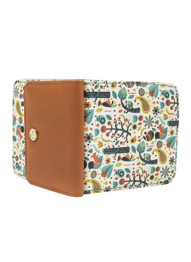 Chumbak Women's Mini Wallet |Magical Jungle Collection | Vegan Leather Square Wallet for Women | Ladies Purse with Button Lock |Pocket Friendly with Card & Currency Slots - White