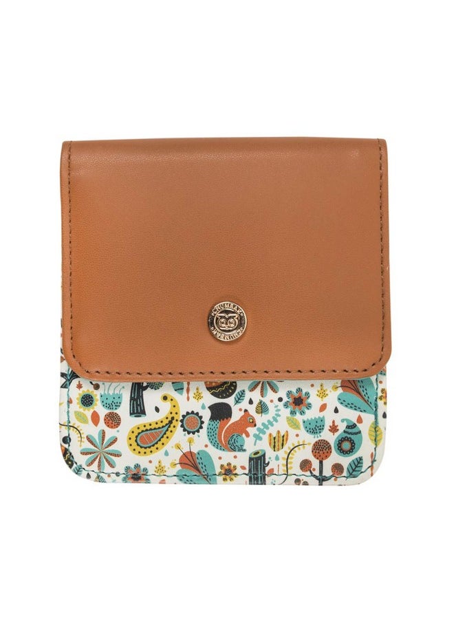 Chumbak Women's Mini Wallet |Magical Jungle Collection | Vegan Leather Square Wallet for Women | Ladies Purse with Button Lock |Pocket Friendly with Card & Currency Slots - White