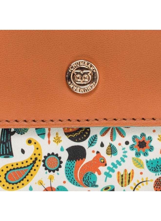 Chumbak Women's Mini Wallet |Magical Jungle Collection | Vegan Leather Square Wallet for Women | Ladies Purse with Button Lock |Pocket Friendly with Card & Currency Slots - White