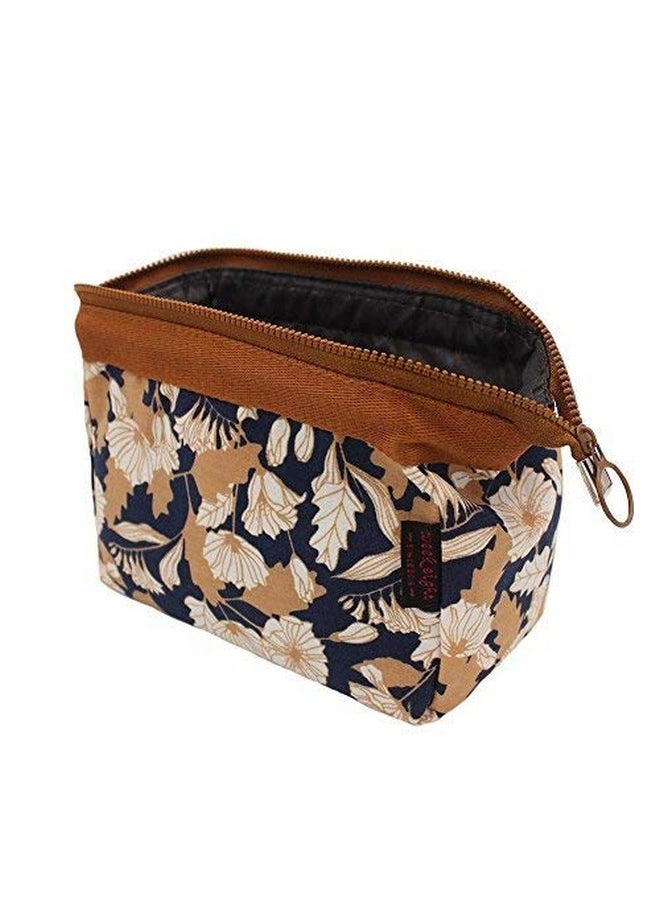 House of Quirk 8 Cms Toiletry Kit Women Jewelry Organizer Electronics Accessories Hard Drive Carry Case Portable - Brown Daisy