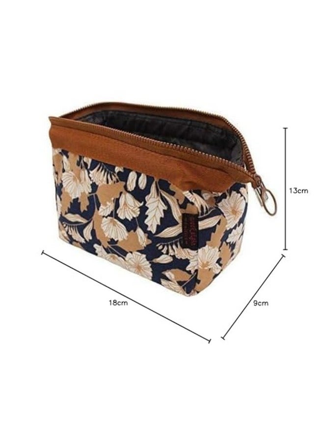 House of Quirk 8 Cms Toiletry Kit Women Jewelry Organizer Electronics Accessories Hard Drive Carry Case Portable - Brown Daisy